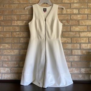 Vince Camuto white front-zip dress